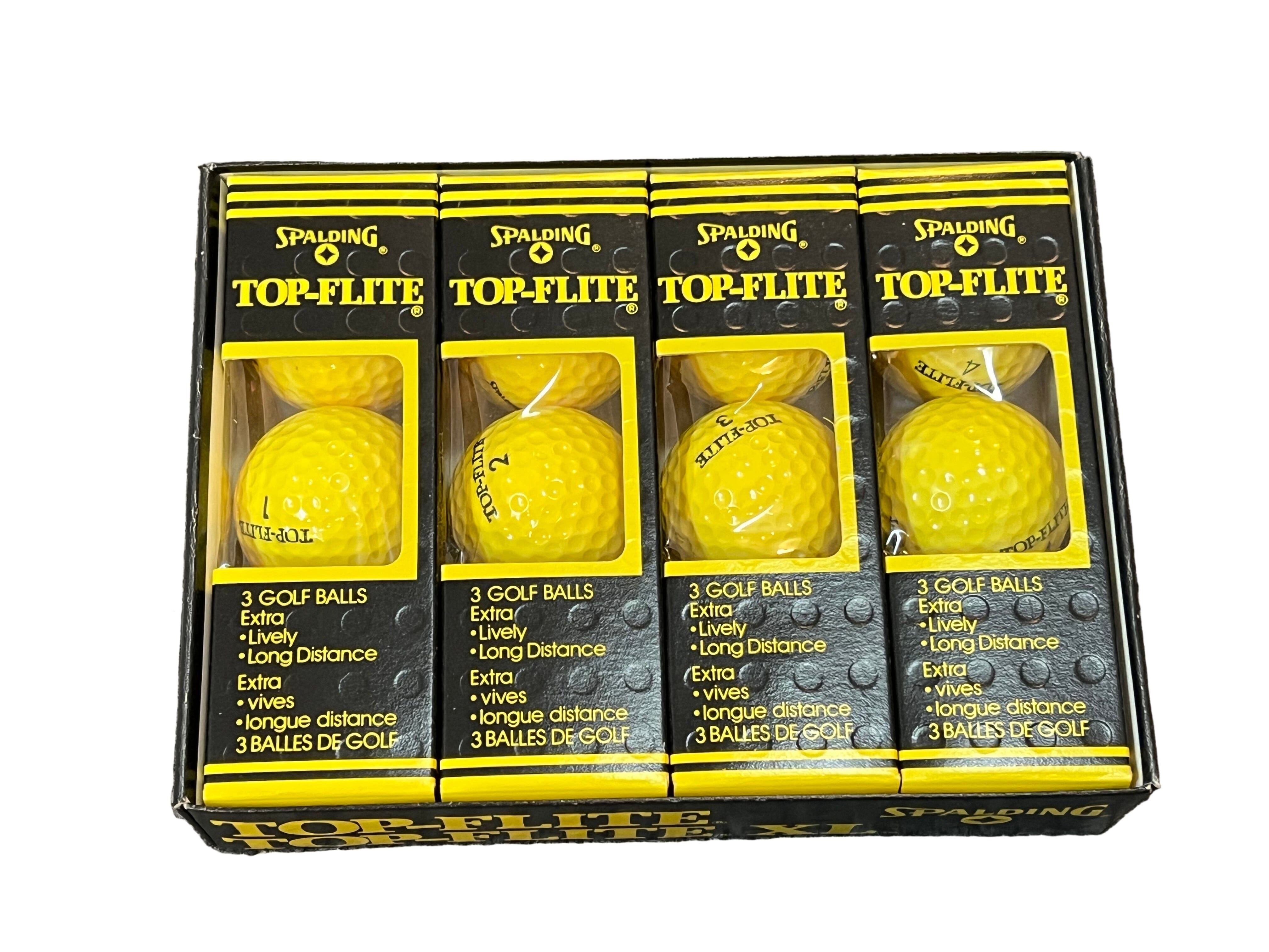 Premium Vintage Spalding Top Flite XL 12 Ball Pack Yellow Premium Vintage Golf Top Flite 