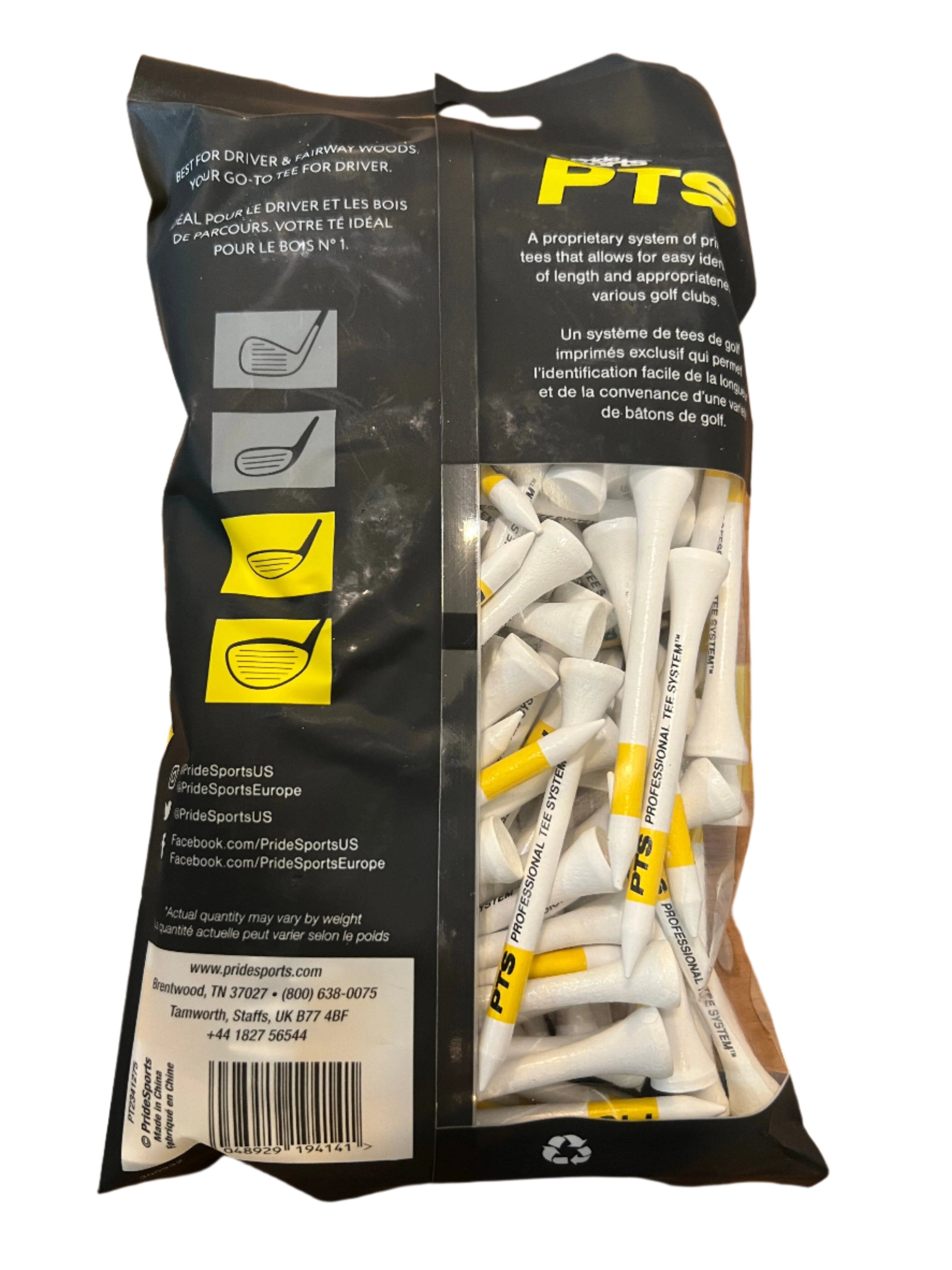 Pride Professional Tee System Prolength 2 3/4 Inch 100pc Tees New Golf Tees Golf Trends 