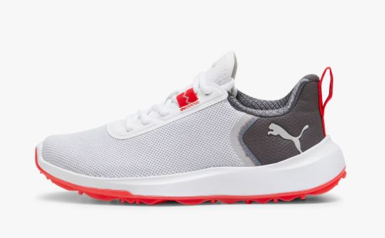 Puma Fusion Crush Sport Junior Golf Shoes White/Grey/Red 379891 02 Spikeless Golf Shoe Puma 4M White 