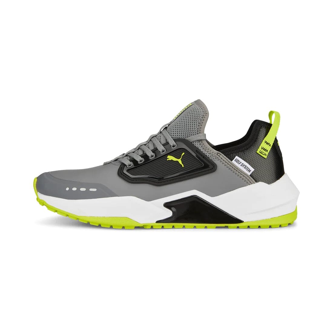 Puma GS One Golf Shoe 195405 06 Quiet Shade Black Lime Smash Spikeless Golf Shoe Puma 8.5 Grey/Green Medium
