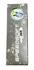 TaylorMade NFL Seahawks Speedsoft Ink Golf Balls Golf Balls TaylorMade Sleeve/3 White Seattle Seahwawks