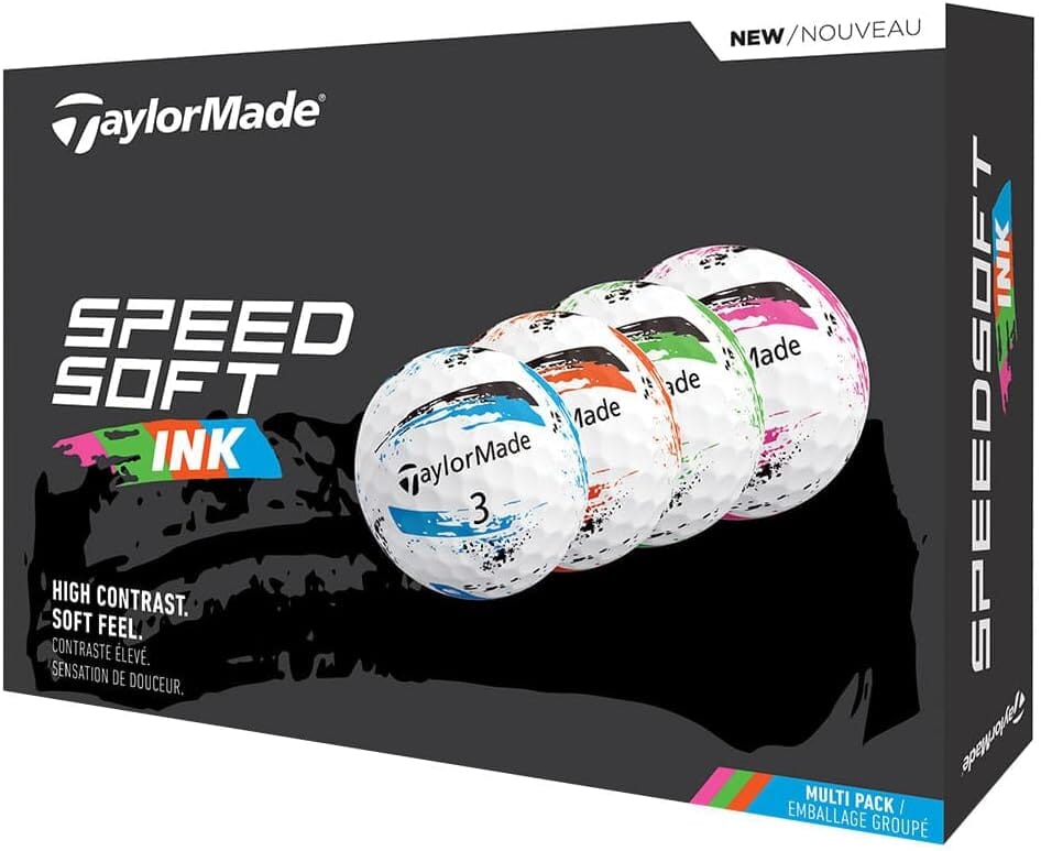 TaylorMade TM25 SpeedSoft Ink Multi Golf Balls Golf Balls TaylorMade Box/12 Multicolor 