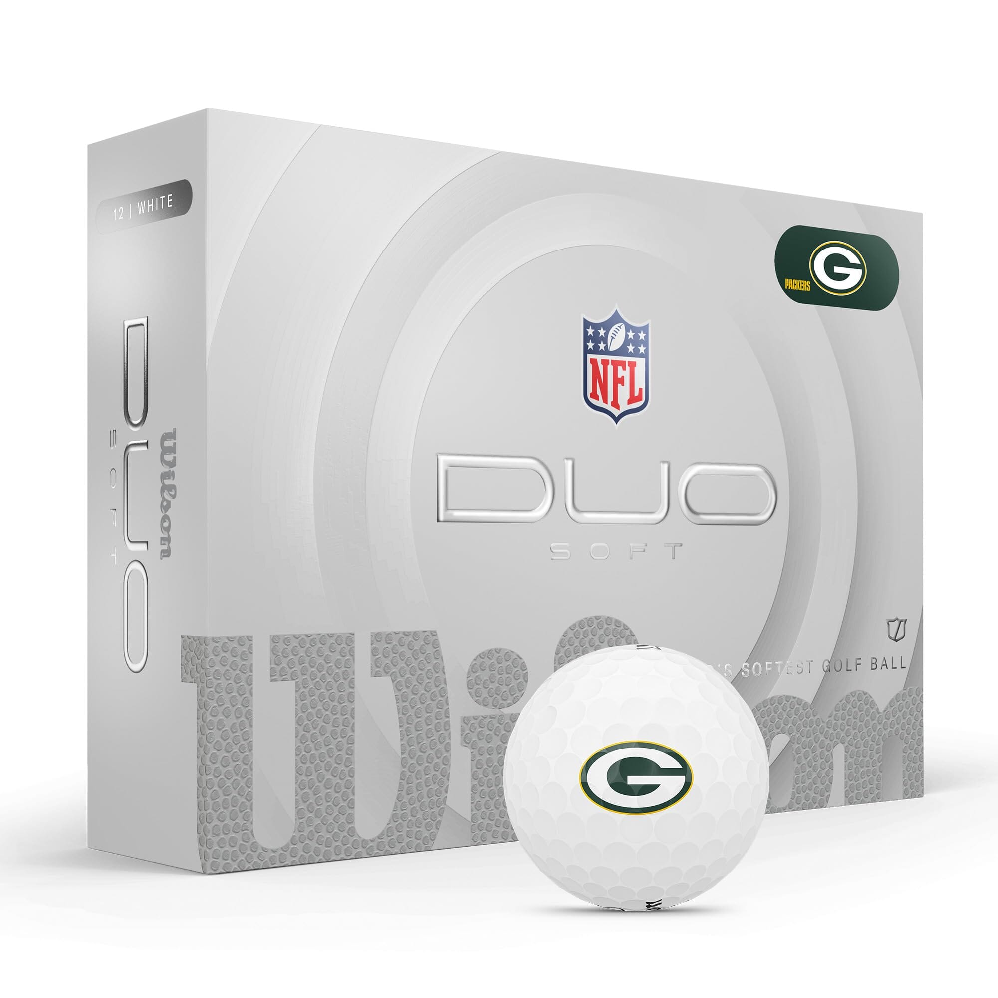 Wilson Duo Soft 2025 NFL Green Bay Packers Golf Balls Golf Balls Wilson Box/12 White Green Bay
