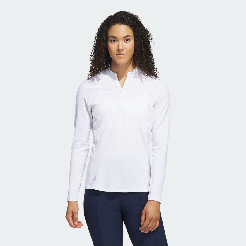 Adidas Women's Quarter Zip Long Sleeve Polo Golf Shirt HY3973 Golf Stuff