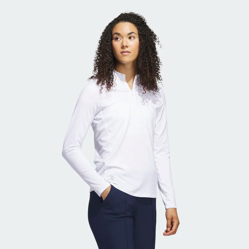 Adidas Women's Quarter Zip Long Sleeve Polo Golf Shirt HY3973