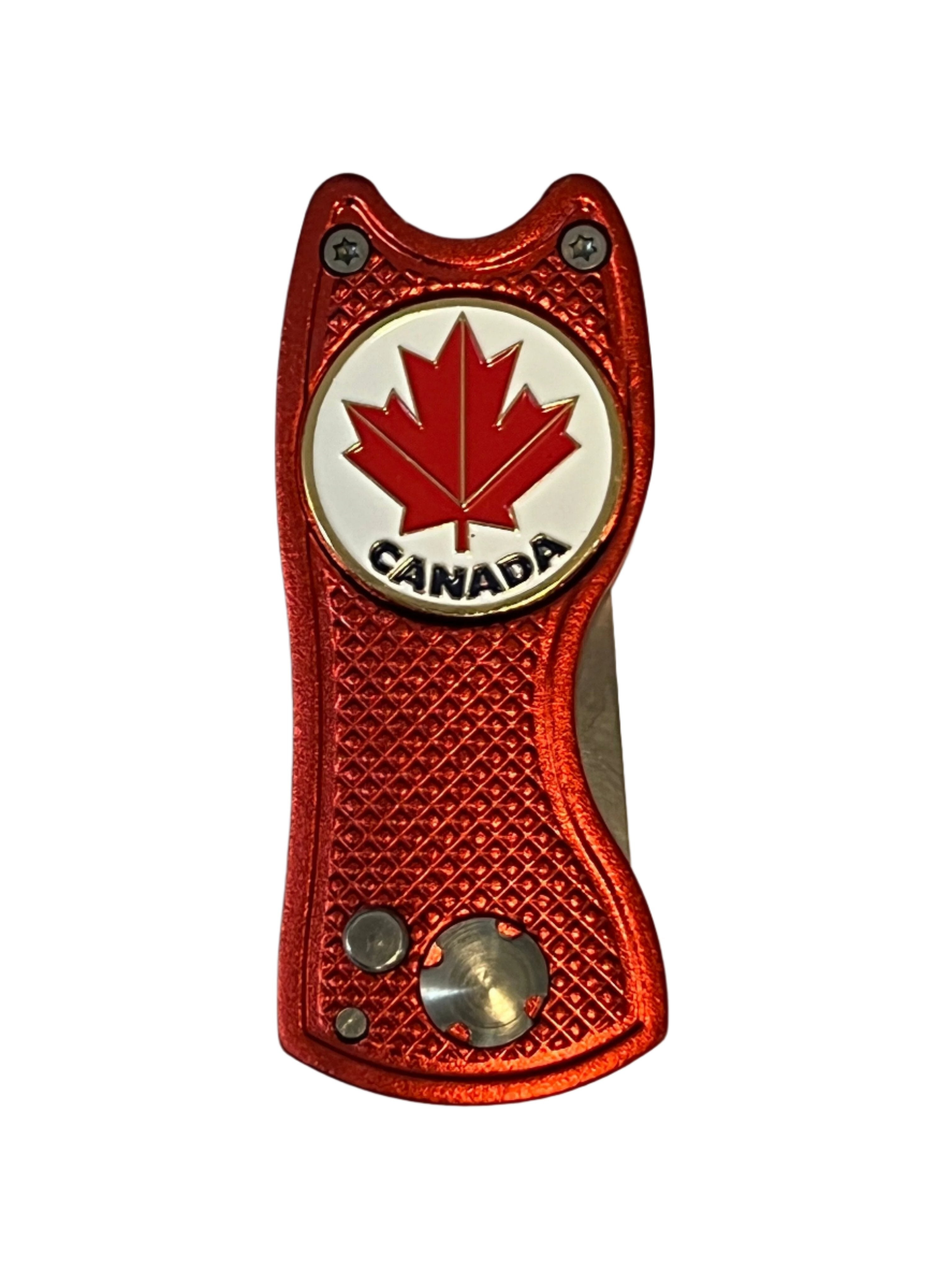 Fix It Switchblade Divot Tool with Canada Flag Marker Golf Stuff - Save on New and Pre-Owned Golf Equipment 