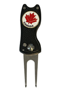 Fix It Switchblade Divot Tool with Canada Flag Marker Golf Stuff - Save on New and Pre-Owned Golf Equipment Black 