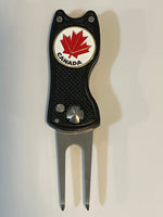 Fix It Switchblade Divot Tool with Canada Flag Marker Golf Stuff - Save on New and Pre-Owned Golf Equipment Black 