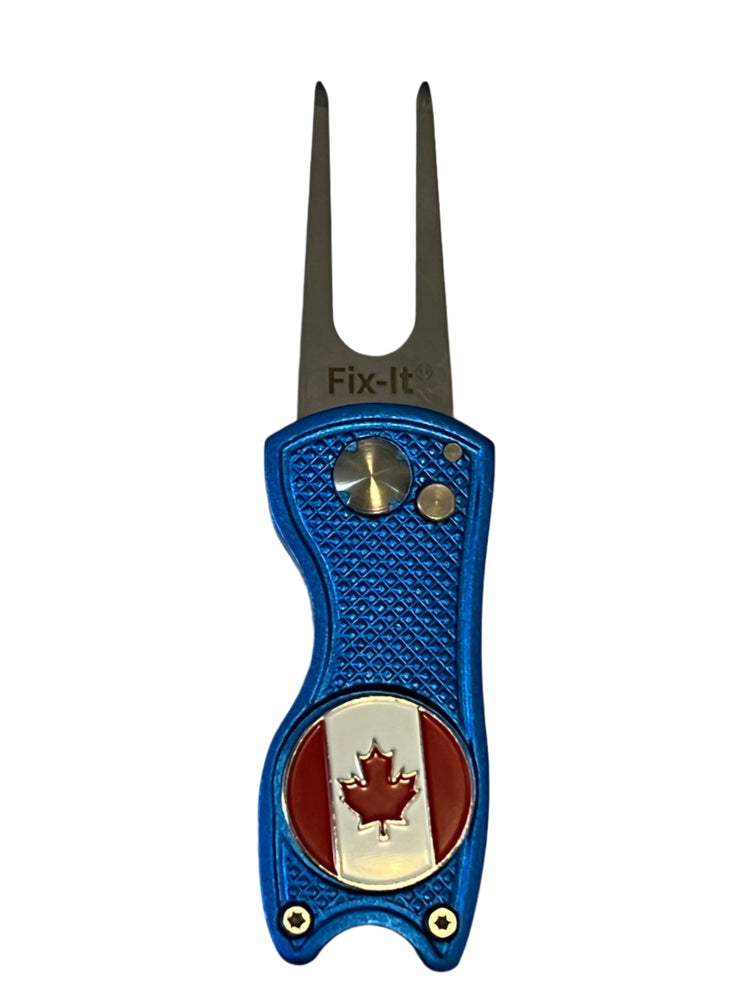 Fix It Switchblade Divot Tool with Canada Flag Marker Golf Stuff - Save on New and Pre-Owned Golf Equipment Blue 