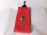 NHL Waffle Weave Towel Golf Stuff Chicago Black Hawks 