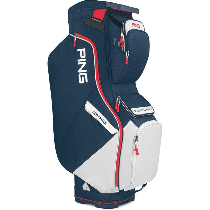 Ping Traverse Cart Bag '21 Golf Stuff - Low Prices - Fast Shipping - Custom Clubs Navy/White/Red 