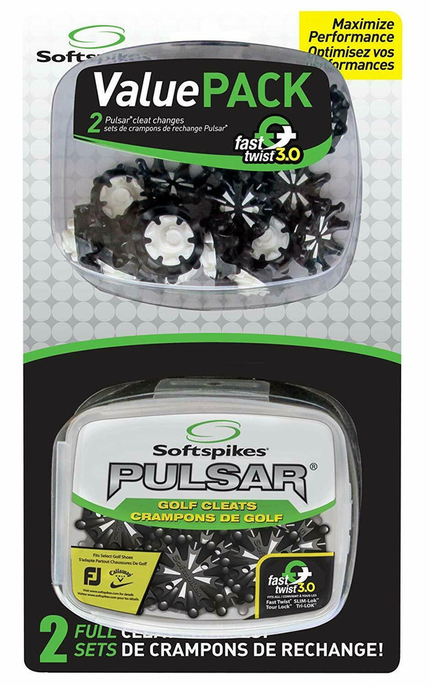 Pulsar Value Pack Golf Cleats Fast Twist 3.0 Black/White Golf Stuff 