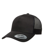 Yupoong Adult 5-Panel Retro Trucker Cap Black 6506 Hats Golf Stuff 