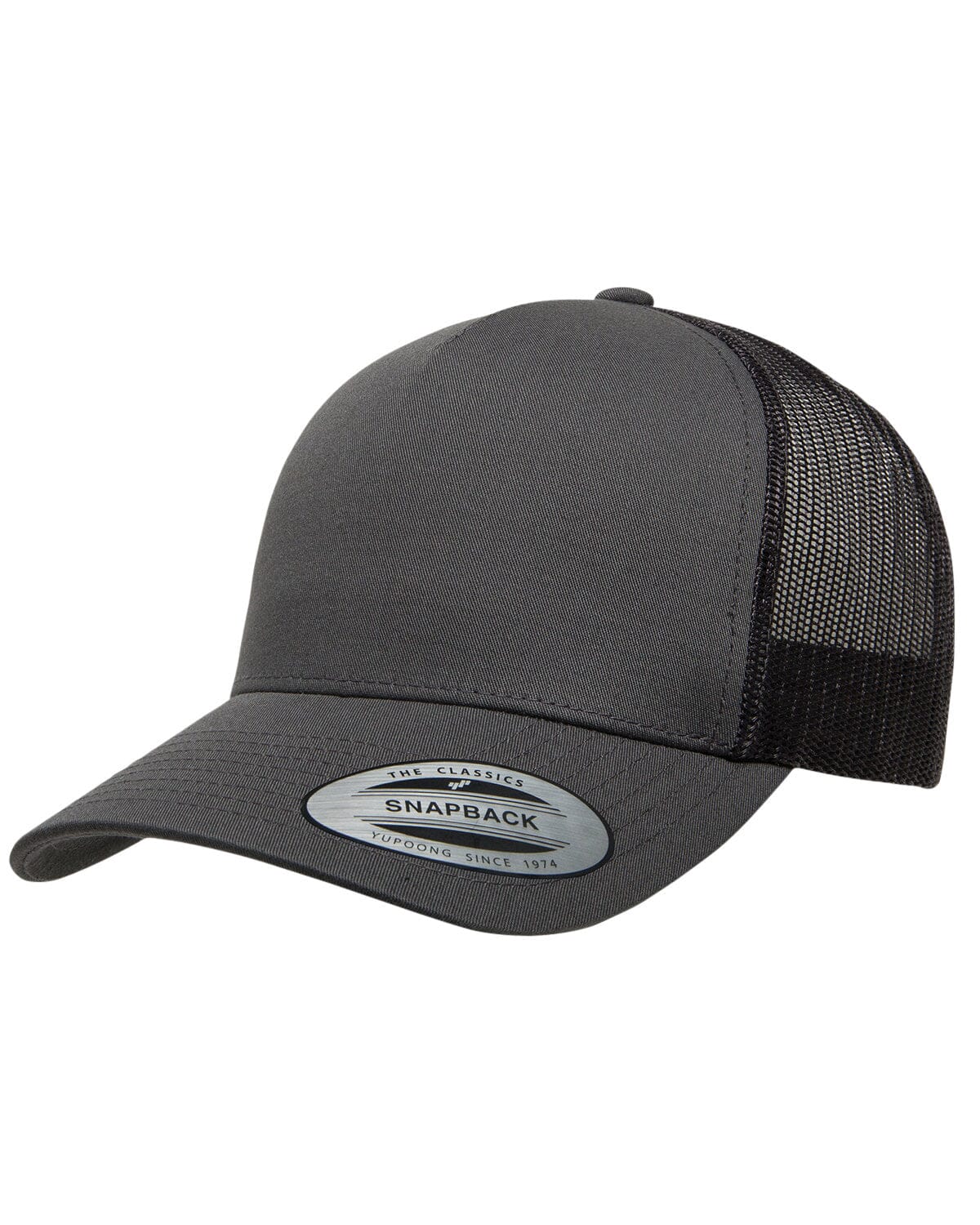 Yupoong Adult 5-Panel Retro Trucker Cap Charcoal 6506 Hats Golf Stuff 